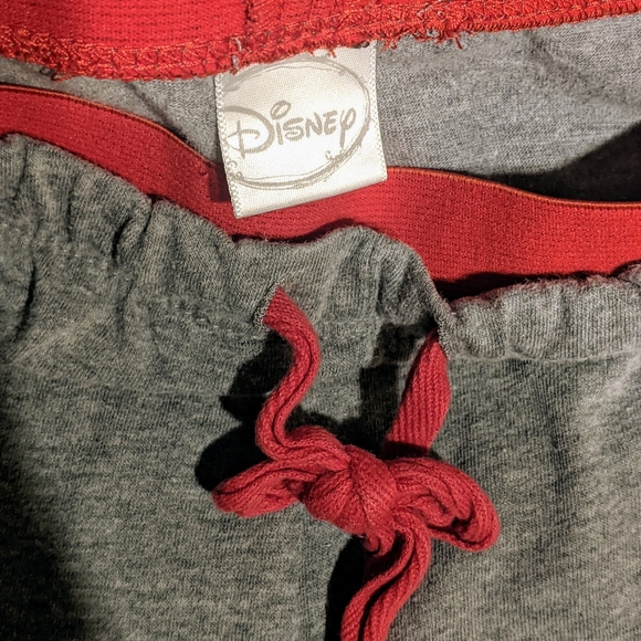 Vintage Disney Gray and Red Women's Sleepwear Shorts with Mickey and Minnie - Picture 5 of 6